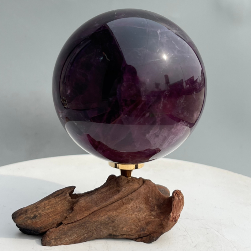 580g Natural Fluorite ball Colorful Quartz Crystal Gemstone Healing + Stand