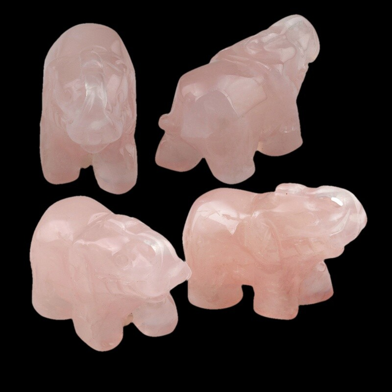 Natural Quartz Baby Elephant Stone Crystal Healing Carved Gemstone Animal Decor