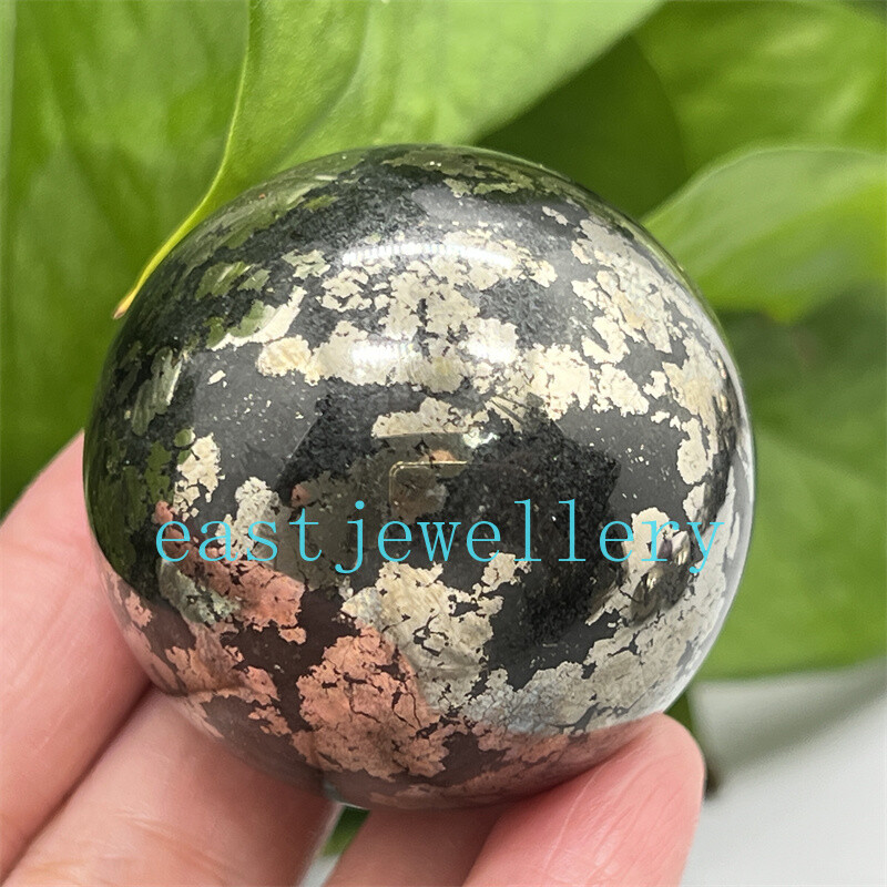 40mm+ Natural Chalcopyrite Carved sphere quartz crystal Ball Reiki Healing 1pc