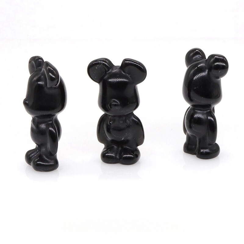 Natural Quartz Crystal Gloomy Little Bear Healing Gemstone Skull Carved Animal