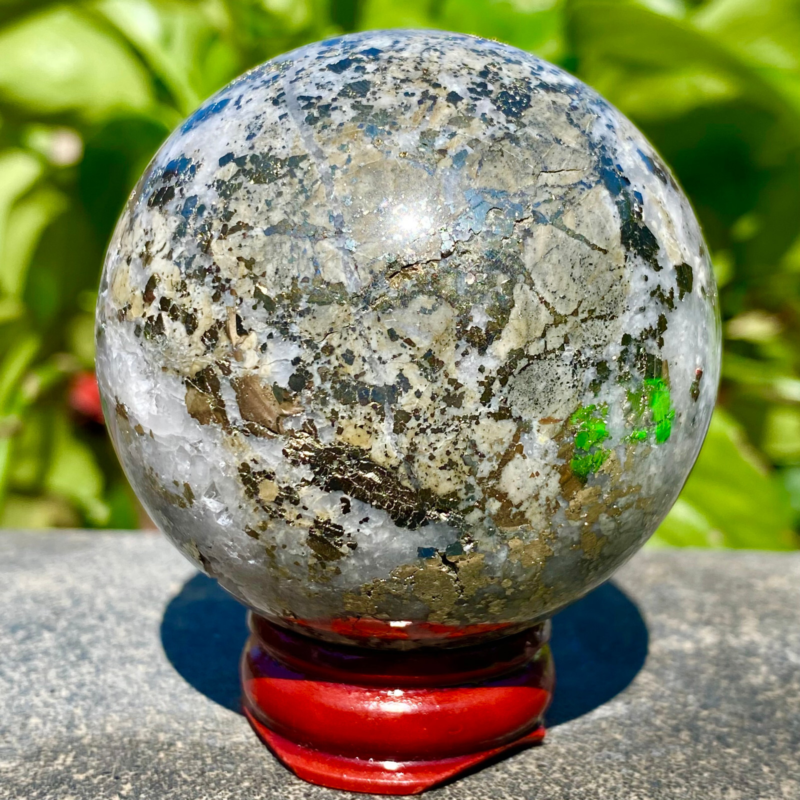 291G Natural Chalcopyrite Quartz Crystal Ball Energy Reiki Healing