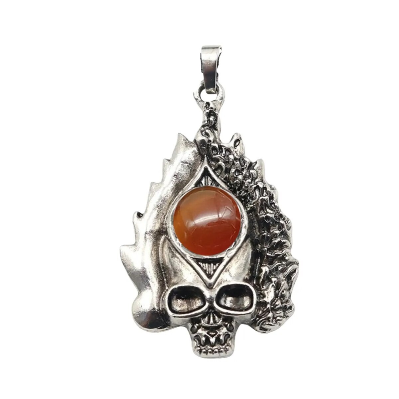 3P Fashion Gothic Skull Keychain Silver Skeleton Stone Pendant Keyring Jewelry