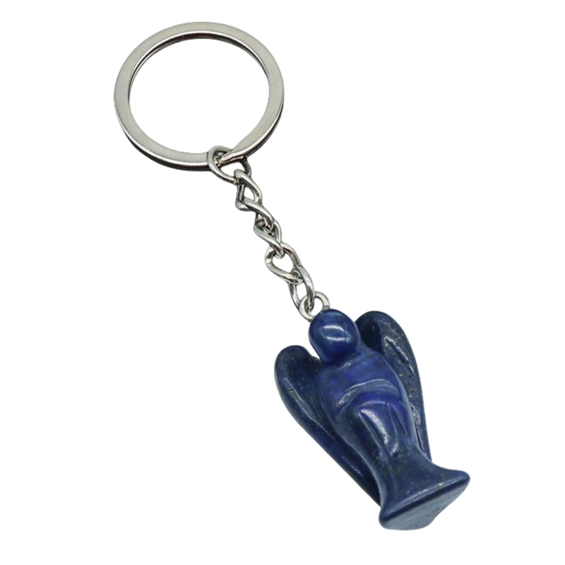3PCS Healing Energy Gemstone Angel Key Fob Decorative Keychain for Women Men