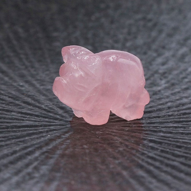 5Pcs Natural Rose Quartz Mini Crystal Piggy Animal Carved Chakra Gemstone Decor