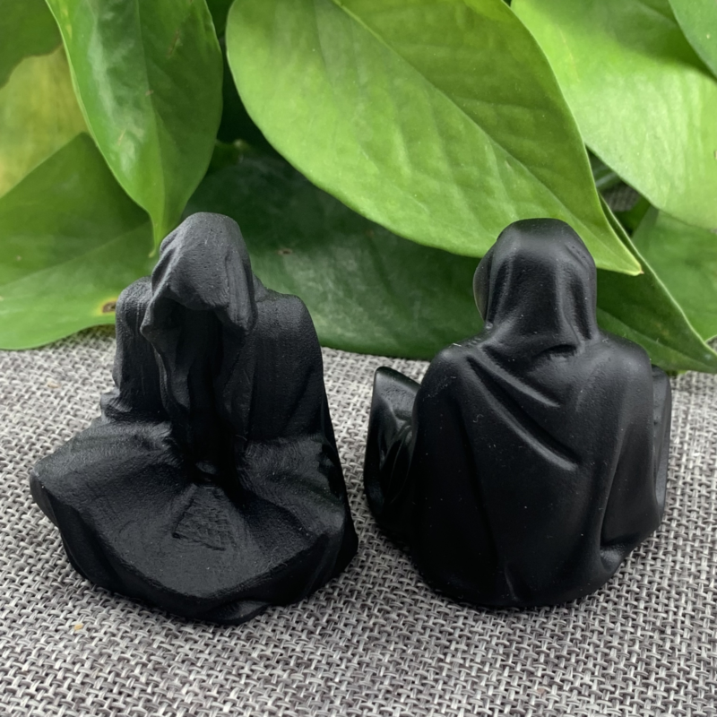 2" Natural Obsidian Quartz Carved Quartz Crystal Skull Reiki Healing Gift 1pc