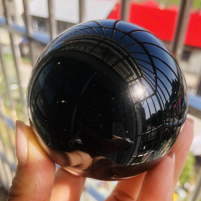 425G Natural obsidian crystal energy ball  D659