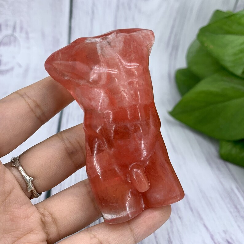 1PC Red melting stone Male Models Crystal Decoration Reiki Heal Collection gift