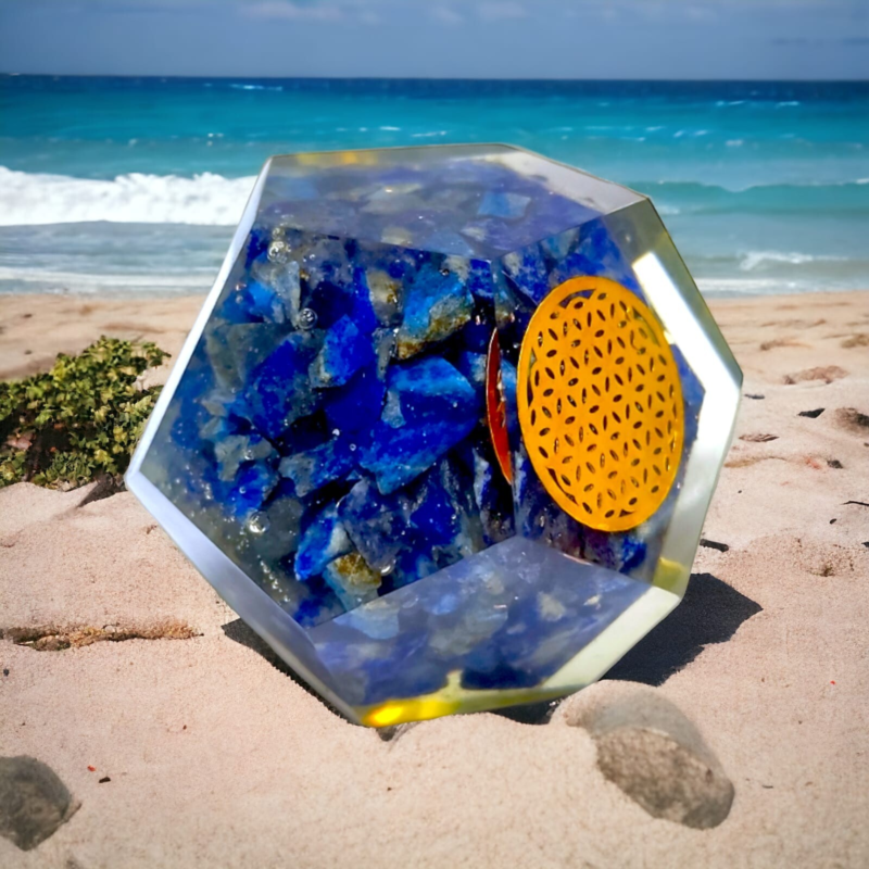 Blue Lapis Lazuli Orgonite Dodecahedron Crystal Geometric Healing  Reiki 40-45MM