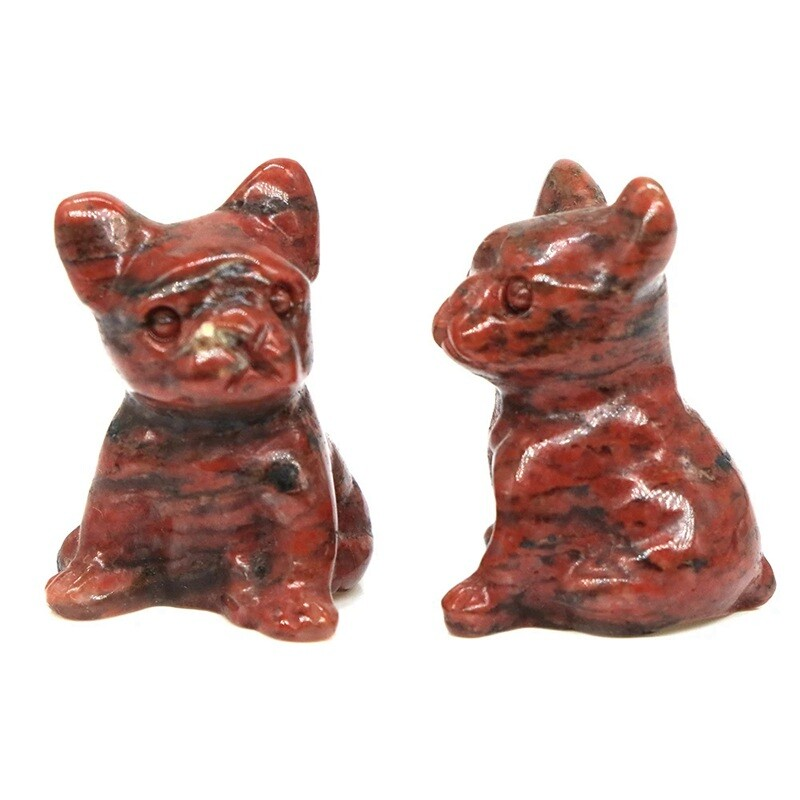 Natural Quartz Crystal Carved Rough Stone French Bulldog Healing Animal Decor