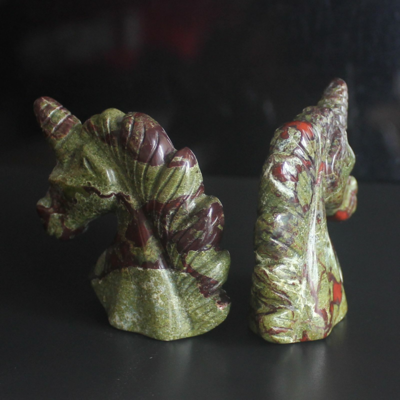 HLbshi Hand Carved Mixed Gemstone quartz crystal Unicorn animal Figurine Carving