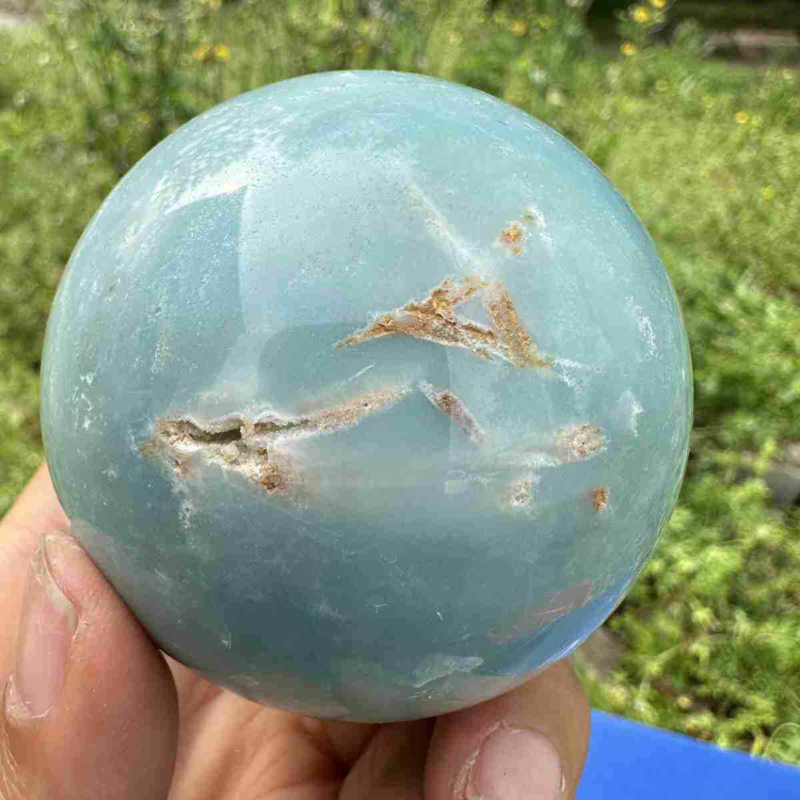 375g Natural Amazonite Quartz Sphere Crystal Polished Ball Reiki Healing Decor