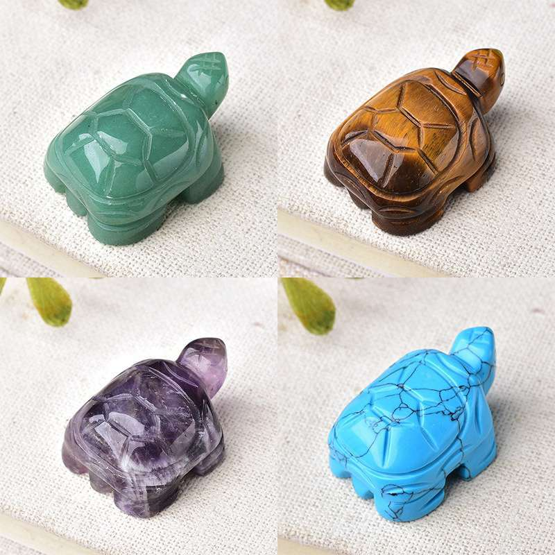 Natural Quartz Carved Longevity Tortoise Crystal Healing Gemstone Animal Turtle