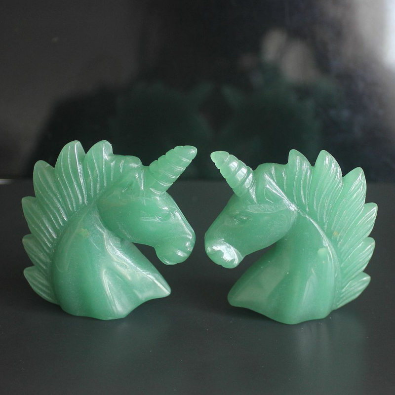 HLbshi Hand Carved Mixed Gemstone quartz crystal Unicorn animal Figurine Carving