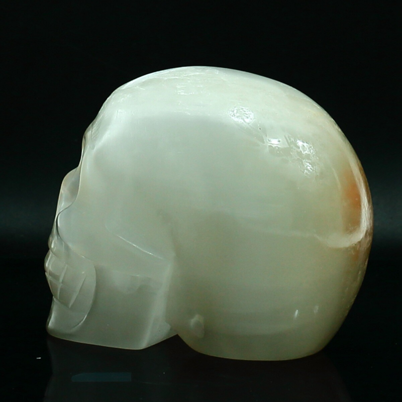 1070g Natural White Selenite Hand Carved Crystal Skull Quartz Meditation Medium