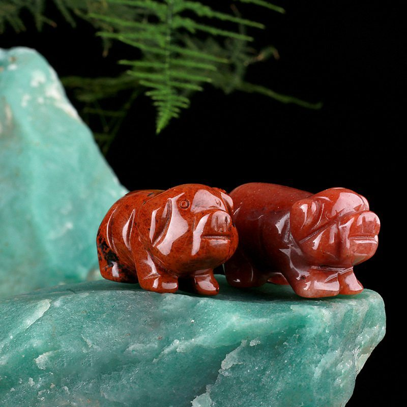 1.5'' Natural Quartz Crystal Cute Baby Piggy Hand Carved Healing Animal Decor