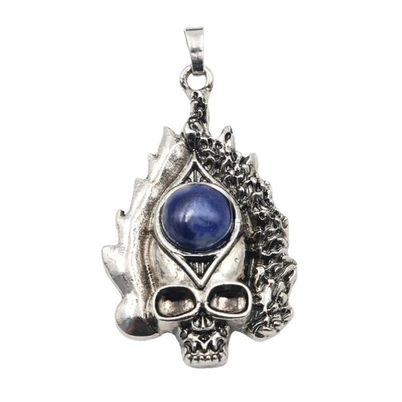 3P Fashion Gothic Skull Keychain Silver Skeleton Stone Pendant Keyring Jewelry