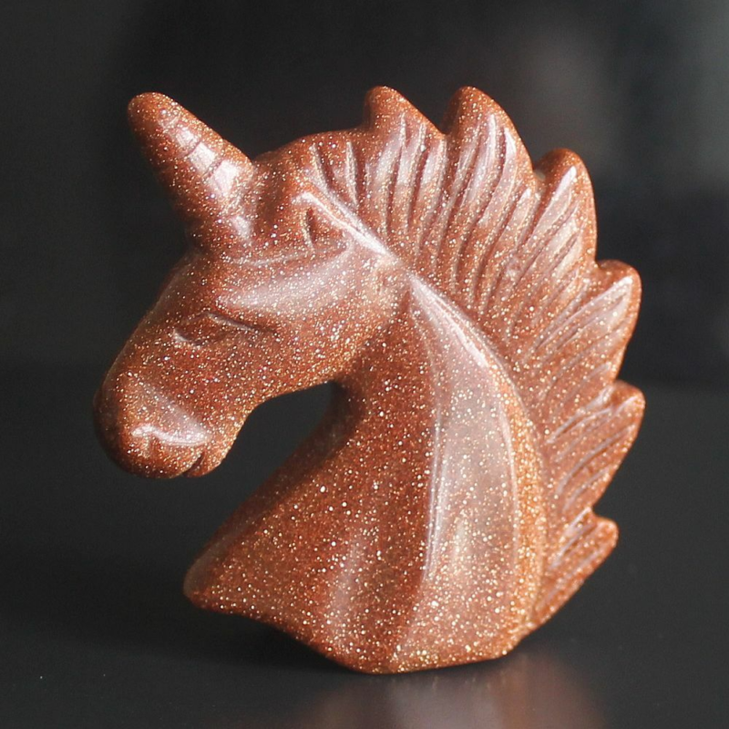 HLbshi Hand Carved Mixed Gemstone quartz crystal Unicorn animal Figurine Carving