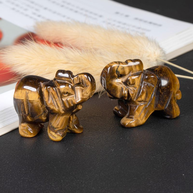 Natural Quartz Crystal Skull Carved Elephant Healing Gemstone Animal Sculpture