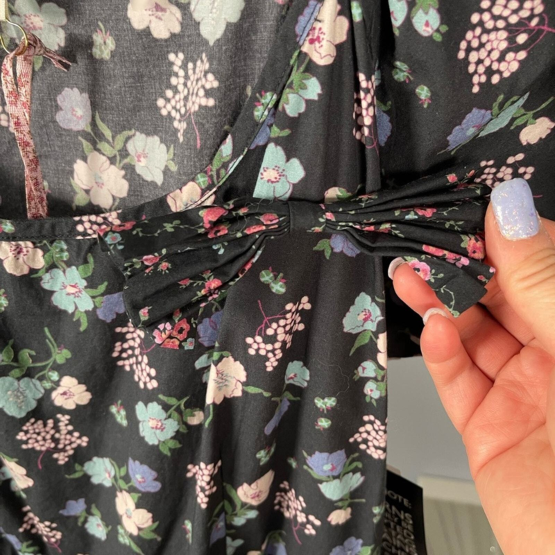NWT LoveShackFancy Lais Floral Mixed Pattern Puff Sleeve Maxi Dress & Bow Size 4
