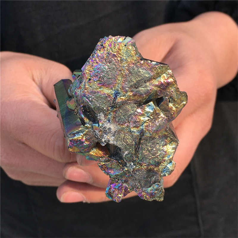 200g Electroplate Rainbow cluster quartz crystal mineral specimen reiki healing