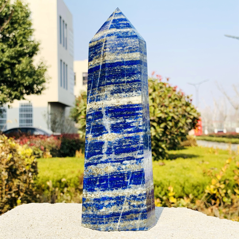 3.49LB Natural lapis lazuli Quartz Crystal Obelisk Wand Point Healing Stone