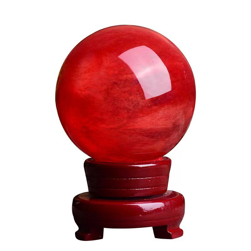 HOT Natural Healing Stone Rare Red Melting Crystal Ball Gemstone Sphere W/ Stand