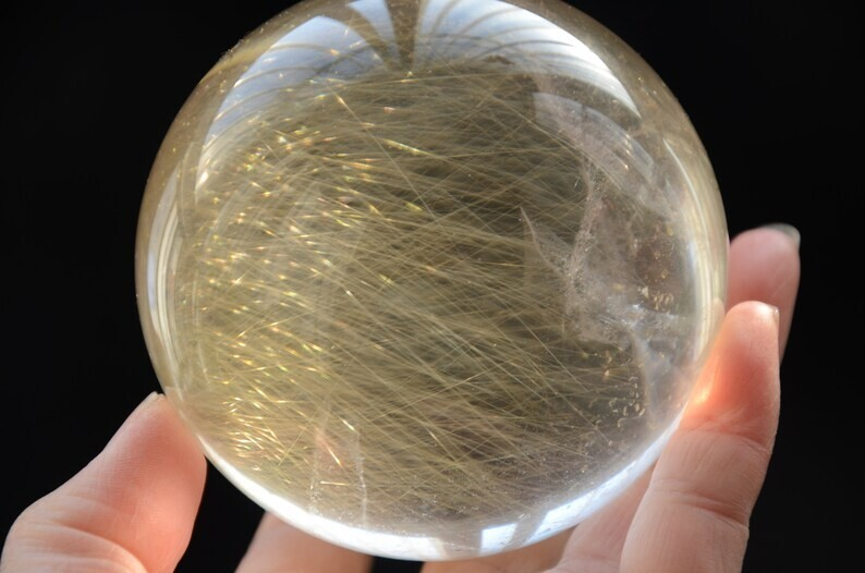 Museum Collection Tibetan High Altitude Gold Rutilated Ball Sphere Orb Gem 3.18'
