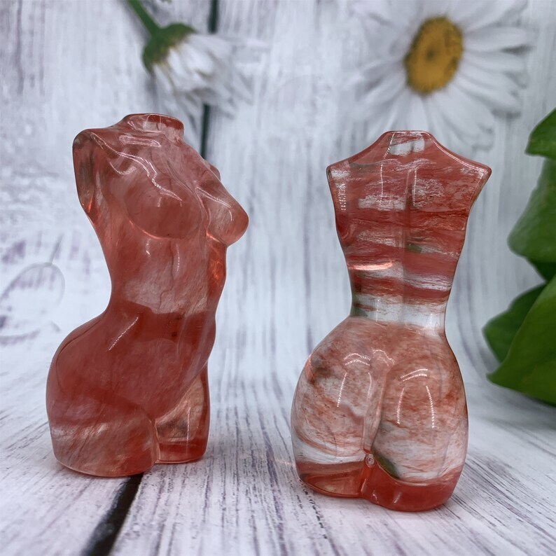 1PC Red Melting Stone Goddess Crystal Carved Reiki Heal Collection Heal gift