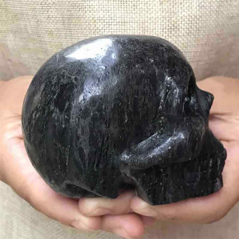 0.57kg Natural black jade quartz skull carved Quartz Crystal skull Healing