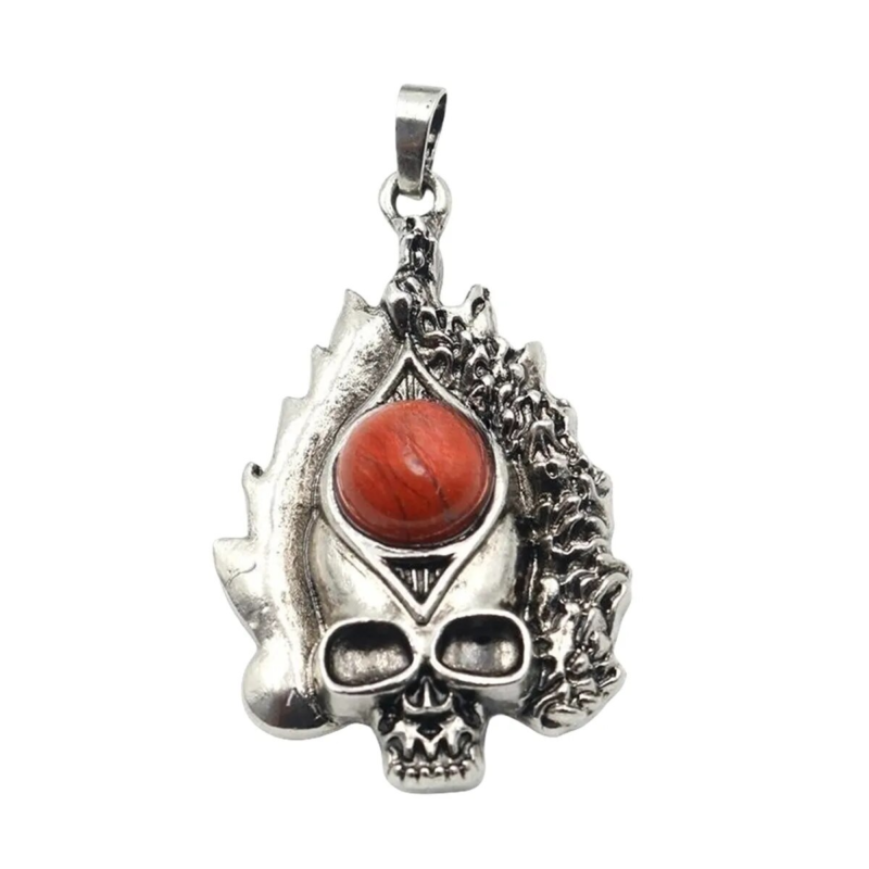 3P Fashion Gothic Skull Keychain Silver Skeleton Stone Pendant Keyring Jewelry