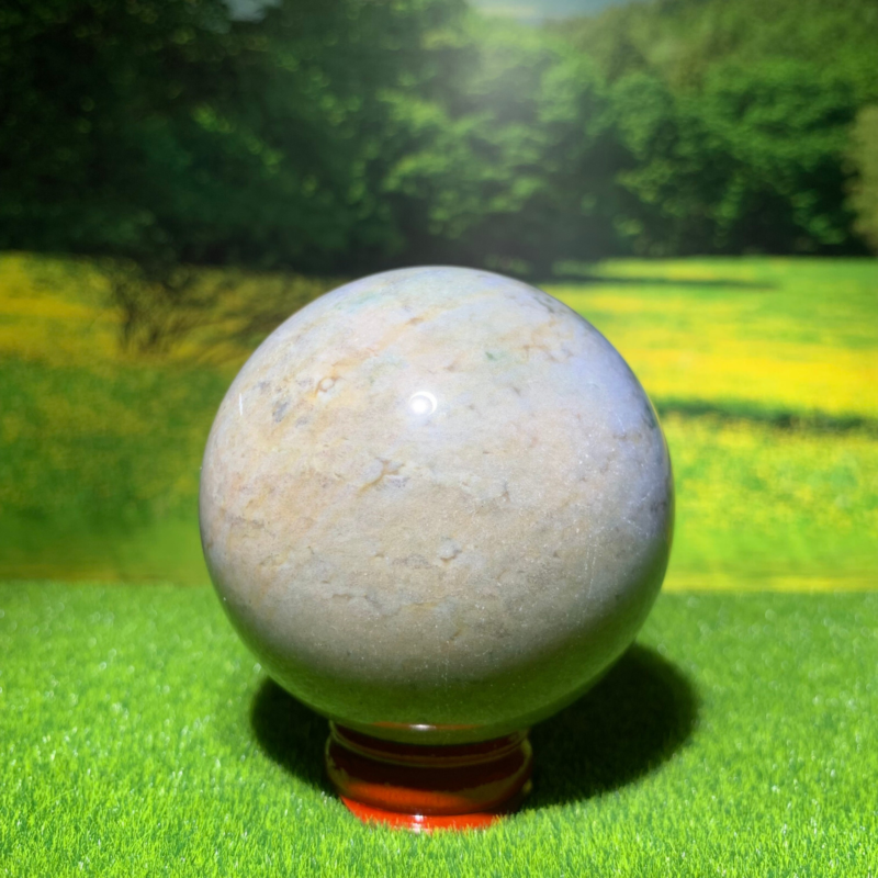 372GNatural Marine Jasper Quartz Ball Crystal Ball Mineral Specimen Restoration