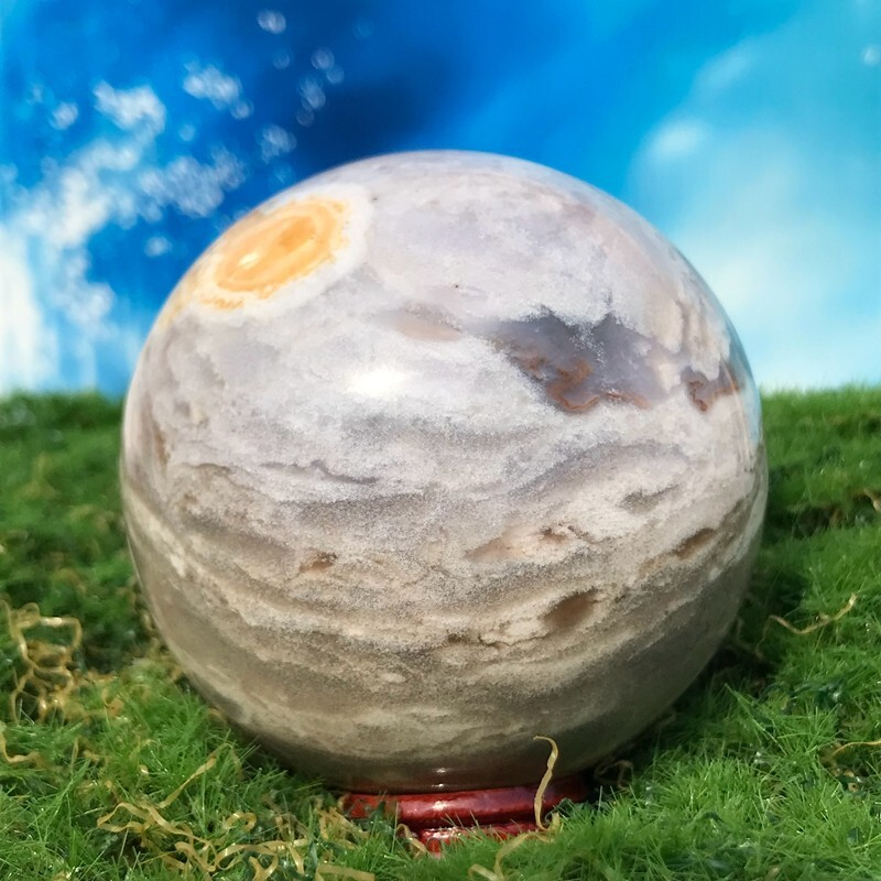 300GNatural Marine Jasper Quartz Ball Crystal Ball Mineral Sample Restoration