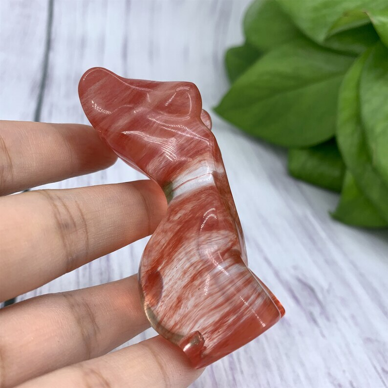 1PC Red Melting Stone Goddess Crystal Carved Reiki Heal Collection Heal gift