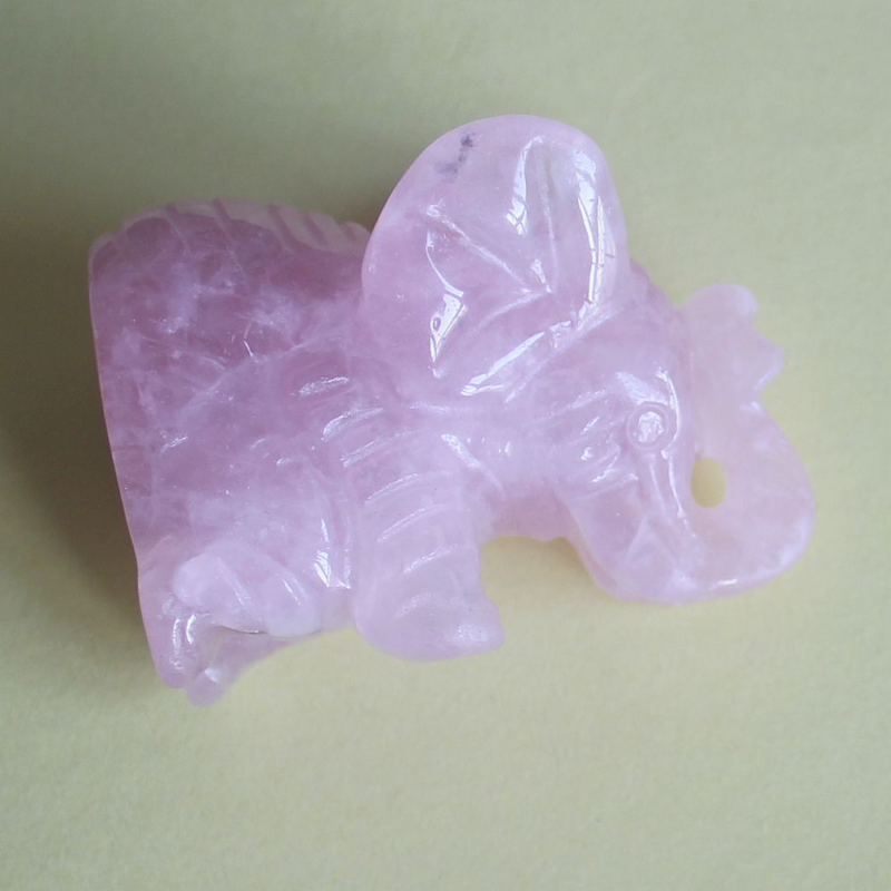 Carved gemstone crystal sitting elephant figurine animal carving home decor 2''