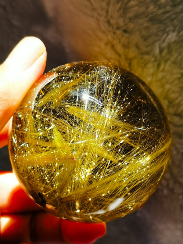 Museum Collection Tibetan High Altitude Gold Rutilated Ball Sphere Orb Gem 2.4'