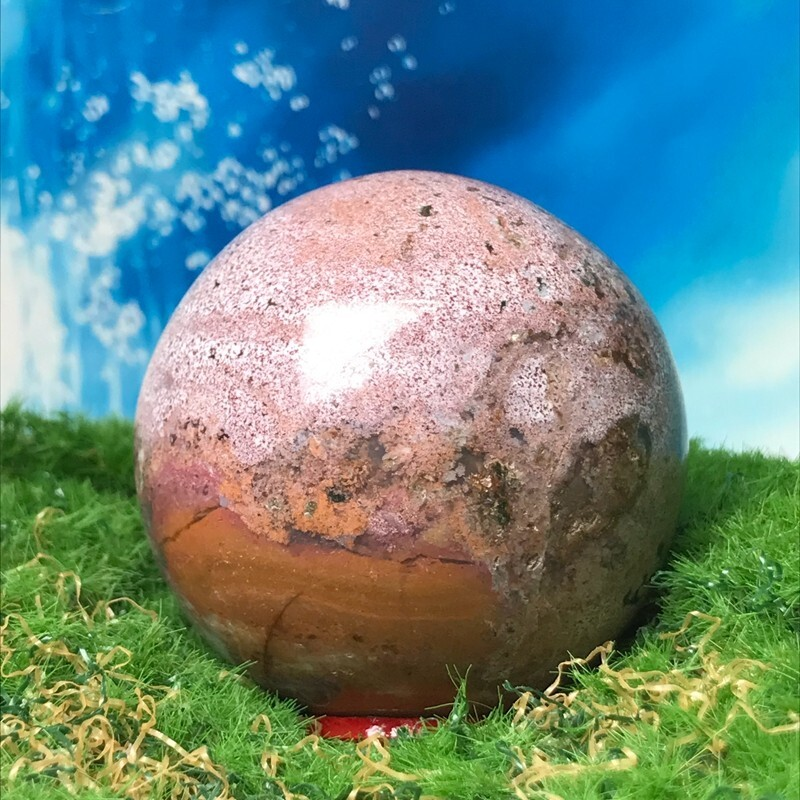 262GNatural Marine Jasper Quartz Ball Crystal Ball Mineral Sample Restoration
