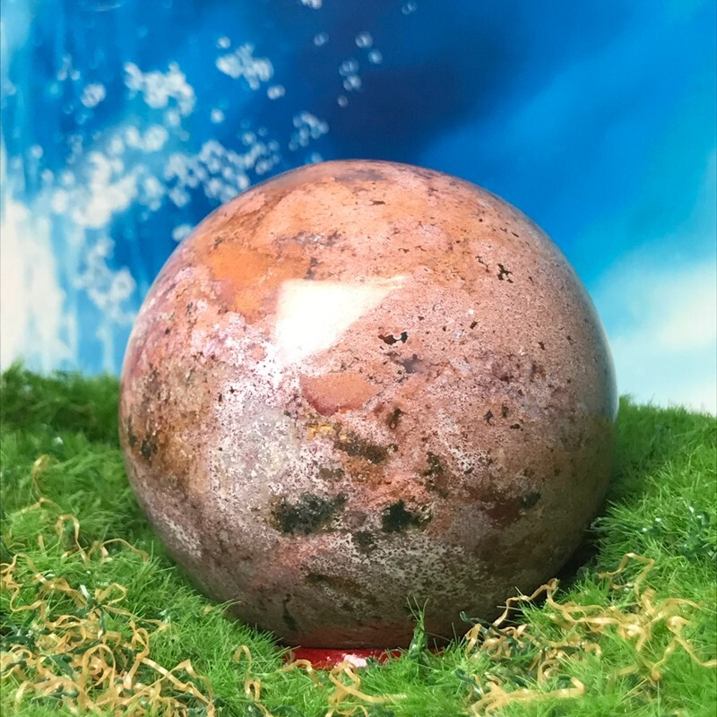 262GNatural Marine Jasper Quartz Ball Crystal Ball Mineral Sample Restoration