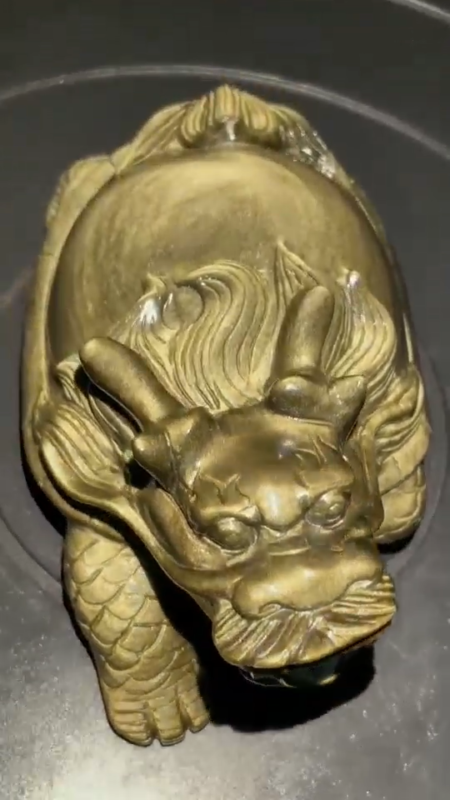 3.08LB Natural Quartz gold obsidian Skull Hand Carving Crystal Skull Reiki