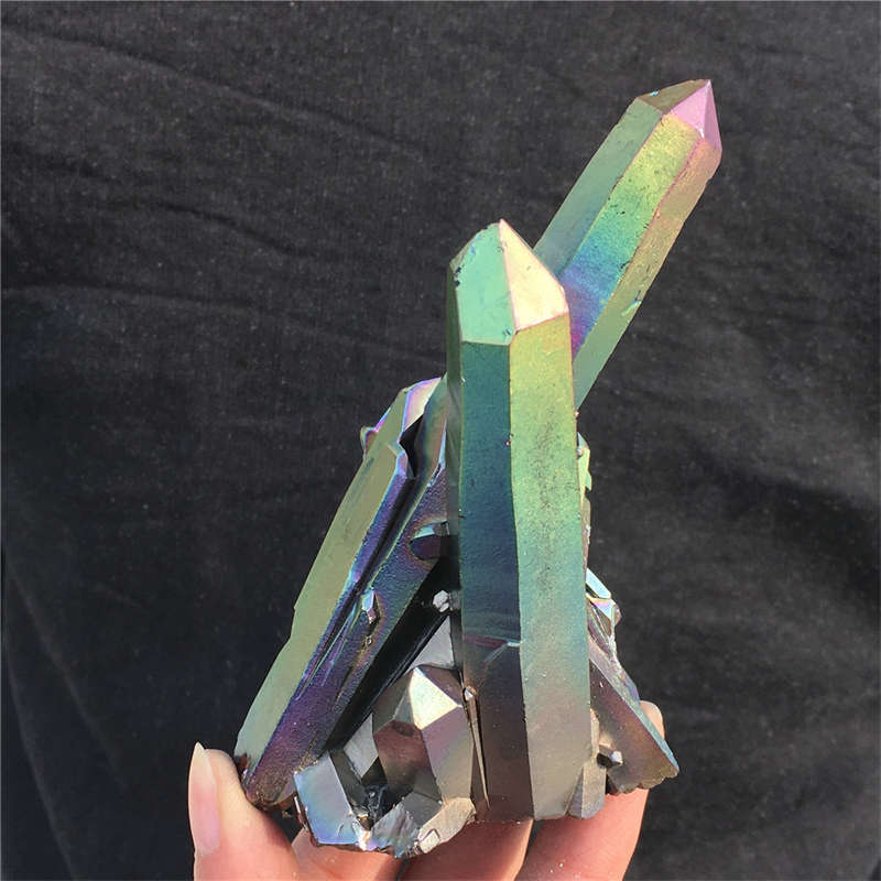200g Electroplate Rainbow cluster quartz crystal mineral specimen reiki healing