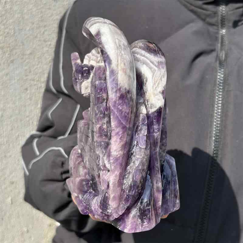1.74kg Natural dreamy amethyst Dragon Castle carved Quartz Crystal skull Healing