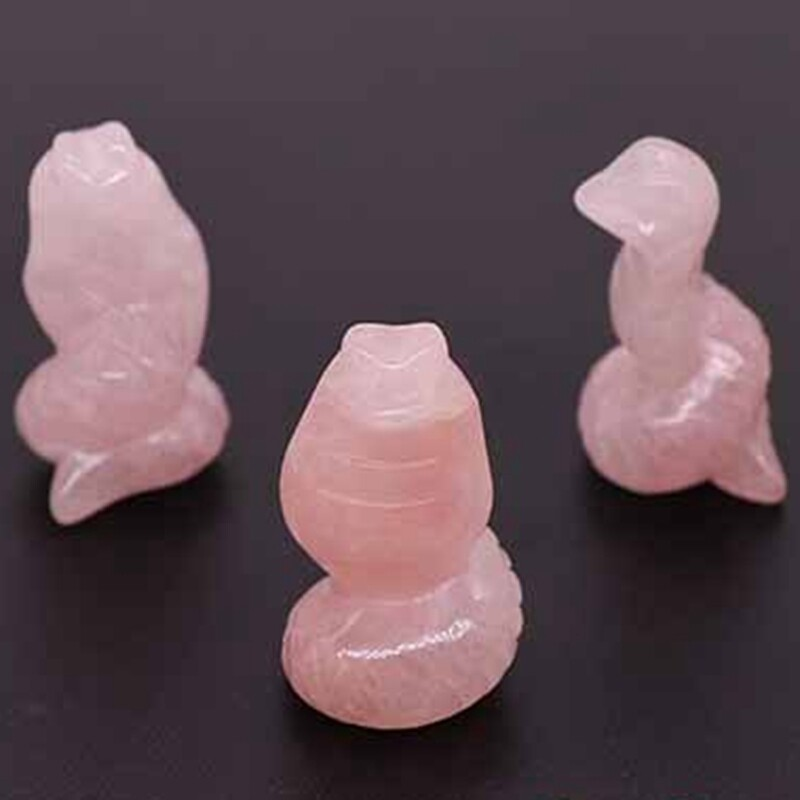 Natural Quartz Crystal Carved Snake Viper Healing Stone Cobra Animal Decor Reiki