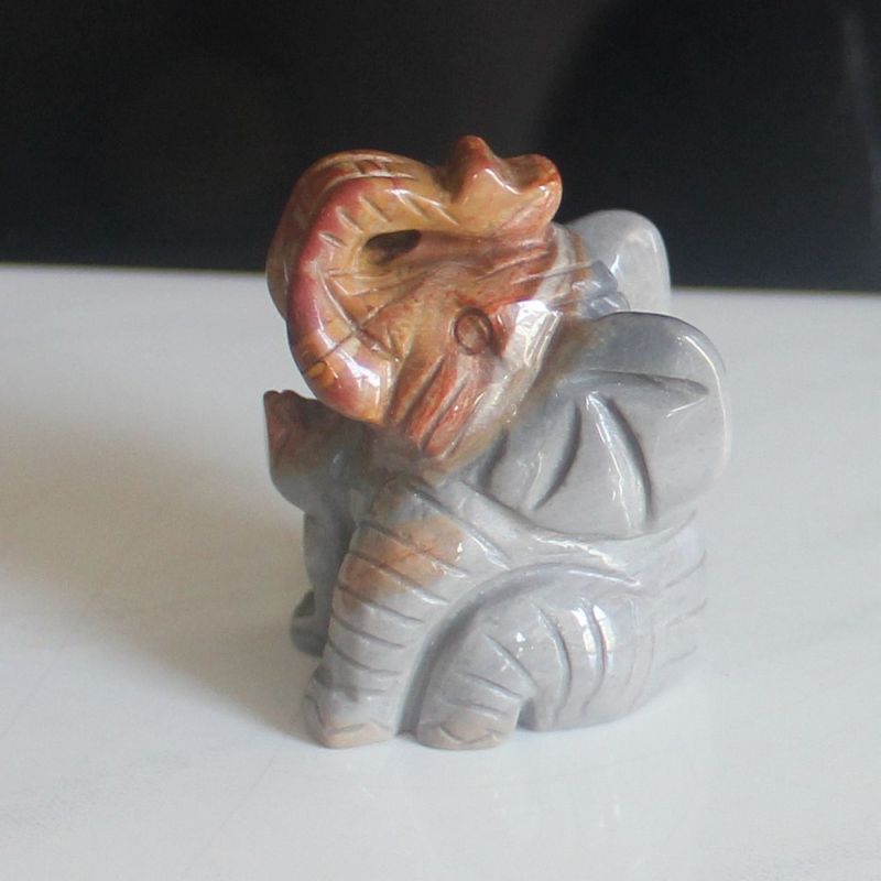 Carved gemstone crystal sitting elephant figurine animal carving home decor 2''