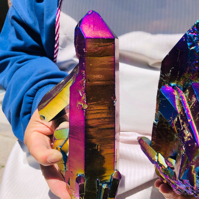 2pieces4.18LB Color Flame Electroplate Quartz Crystal Specimen Healing point 484