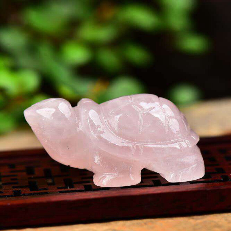 Natural Quartz Carved Longevity Tortoise Crystal Healing Gemstone Animal Turtle