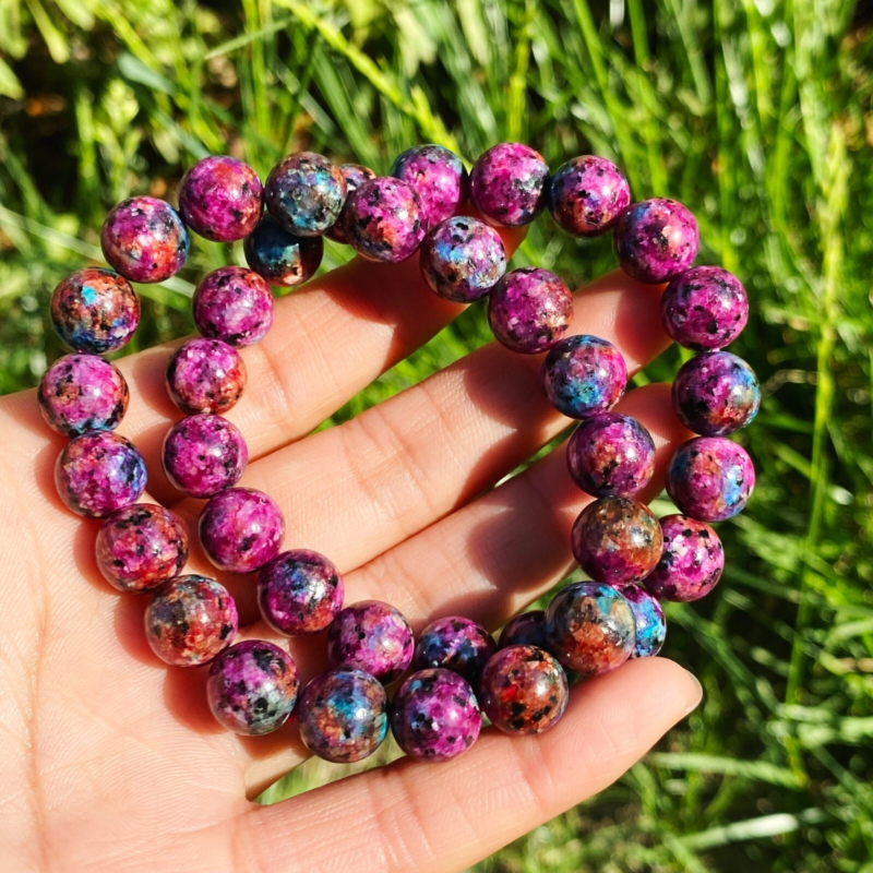 10mm 2pcs Beauty Glittering Color Azurite & Malachite Crystal Beads Bracelet