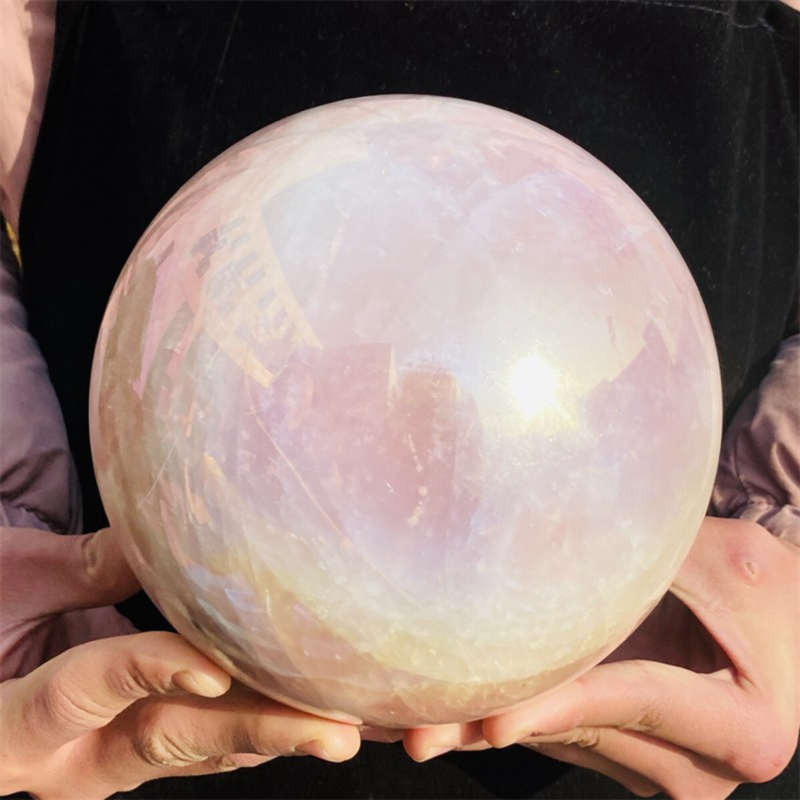 5510g Rose Crystal Ball Treasure electroplated Powder Healing Sphere