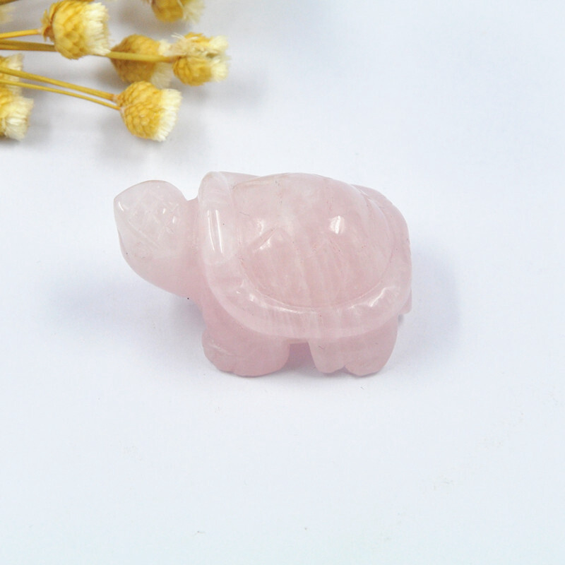 5x Natural Rose Quartz Carved Longevity Tortoise Crystal Animal Turtle Ornaments