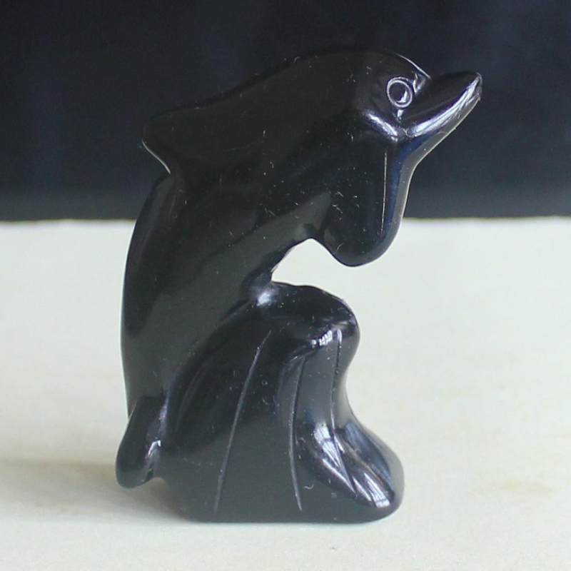 2'' Carved mixed gemstone crystal rose quartz opalite dolphin animal figurine