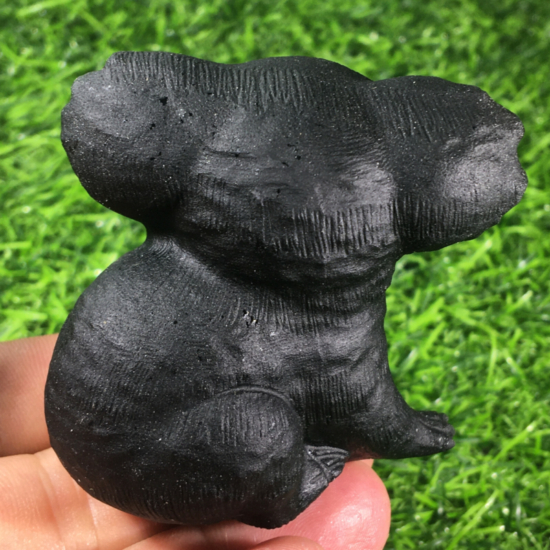 2.3“ Natural Hand Carved Quartz Crystal Obsidian Skull Reiki koala 1PC