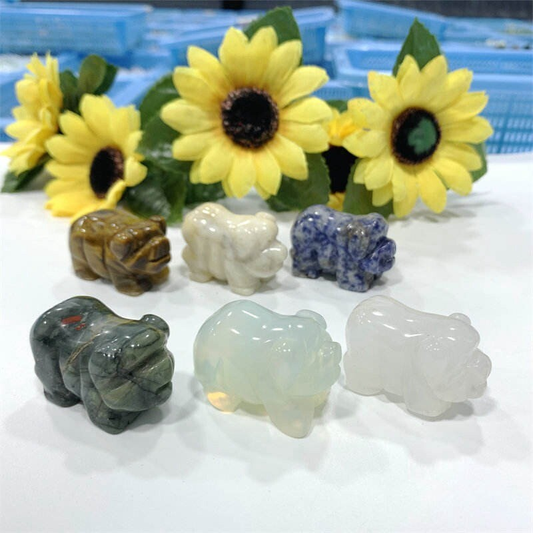 1.5'' Natural Quartz Crystal Cute Baby Piggy Hand Carved Healing Animal Decor